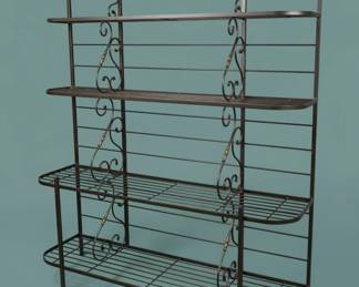 Antique French Wrought Iron and Brass Bakers Rack second image