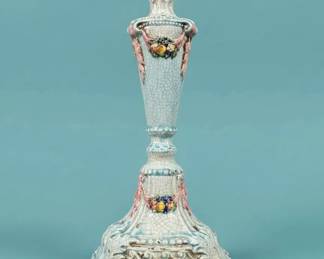 Victorian Majolica Candlestick with Floral Appliqus second image