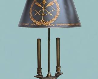 French Bouillotte Style Table Lamp with Bow and Arrow Motif second image