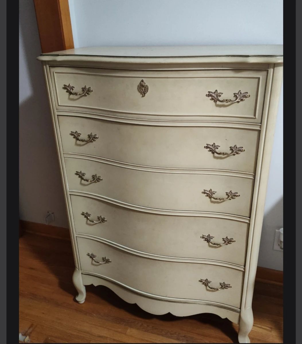 French provincial mid century tall dresser 