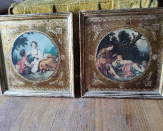 Vintage french Hollywood Regency provincial wall hangings toleware