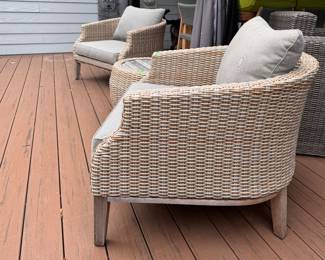 Martha Stewart Woven All-Weather Wicker Arm Chair - 2 Available. One Has Damage. Photo 2 of 4.