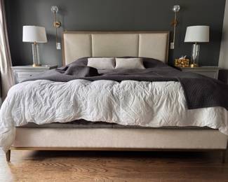 Arhaus Upholstered Bed Frame. Measures 80" W x 55" H. Photo 1 of 4.