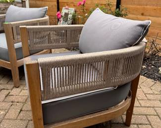 Teak Outdoor Chair with Nautica Cushions - 2 Available. Photo 2 of 3.
