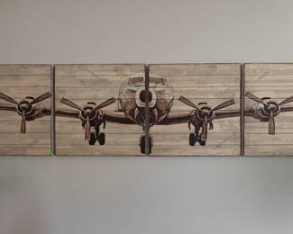Pottery Barn 4-Piece Airplane Wall Art. Four 24" x 24" Panels.