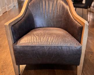 Arhaus Rocco Coventry Scooped Leather Barrel Chair in Cement - 2 Available. Each Measures 29” W x 32” D x 34” H. Photo 1 of 4.