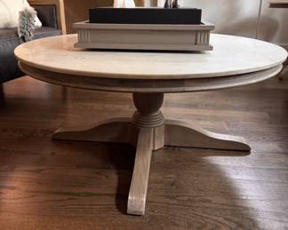 Pottery Barn "Scarlette Style" Round Coffee Table with Marble Top. Measures 39" D x 18" H. Photo 12of 3.