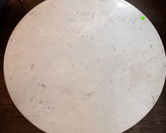Pottery Barn "Scarlette Style" Round Coffee Table with Marble Top. Measures 39" D x 18" H. Photo 3 of 3.