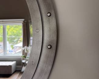 Arhaus Round Metal Mirror. Measures 36" D. Photo 2 of 2.