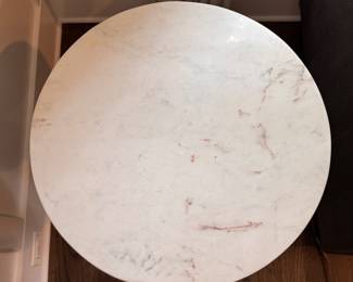 Pottery Barn "Scarlette Style" Round Coffee Table with Marble Top. Measures 24" D x 24" H. Photo 4 of 4.