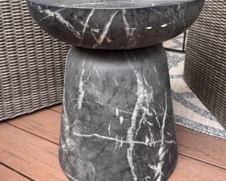 Marble Pedestal Side Table - 2 Available.