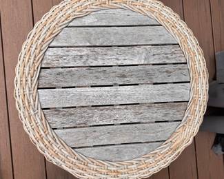 Martha Stewart Teak and All-Weather Woven Wicker Side Table. Photo 2 of 2.