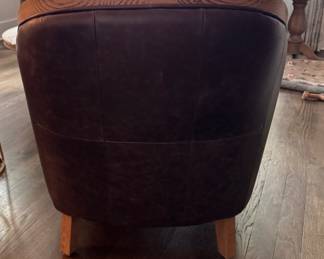 Arhaus Rocco Coventry Scooped Leather Barrel Chair in Cement - 2 Available. Each Measures 29” W x 32” D x 34” H. Photo 4 of 4.