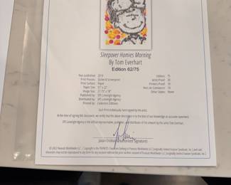 "Sleepover Homies Morning," Giclee & Screenprint, Hand Signed by Tom Everhart. Edition 62/75. Photo 2 of 2.