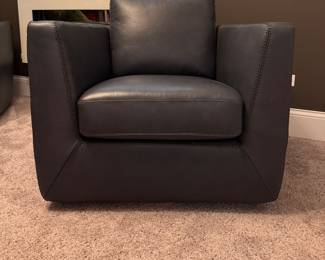 Arhaus Leather Swivel Chair - 2 Available. Each Measures 34" W x 34" D. Photo 1 of 6.