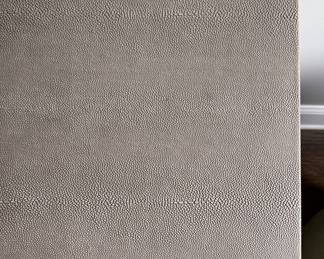 RH Faux Shagreen Graydon Six-Drawer Bureau in Fog with Burnished Brass Pulls. Measures 72" W x 20" D x 36" H. Photo 5 of 5.