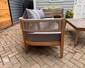 Teak Outdoor Sofa with Nautica Cushions. Photo 2 of 5.