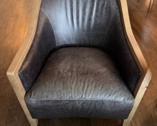 Arhaus Rocco Coventry Scooped Leather Barrel Chair in Cement - 2 Available. Each Measures 29” W x 32” D x 34” H. Photo 2 of 4.