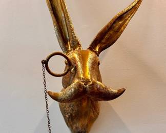 Eric the Hare Wall Mount Cast Aluminum with Antique Gold Finish Bust by E + E Collection. Measures 30" H x 10" D. Photo 2 of 2.