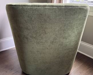 Arhaus Olive Colored Velvet Upholstered Swivel Chair. Measures 30" W x 30" D. Photo 3 of 3.