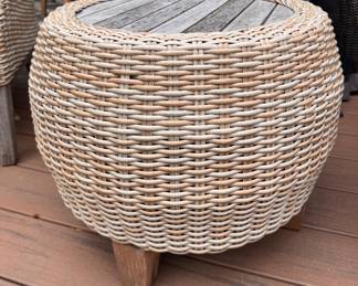 Martha Stewart Teak and All-Weather Woven Wicker Side Table. Photo 1 of 2.