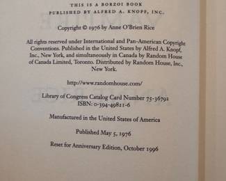 Anne Rice Autographed "Interview With The Vampire," Book. Photo 4 of 4.