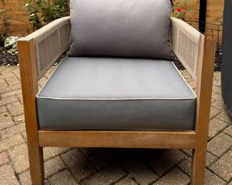 Teak Outdoor Chair with Nautica Cushions - 2 Available. Photo 1 of 3.