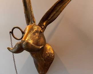 Eric the Hare Wall Mount Cast Aluminum with Antique Gold Finish Bust by E + E Collection. Measures 30" H x 10" D. Photo 1 of 2.