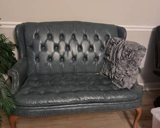 Vintage Tufted Leather Chesterfield Settee