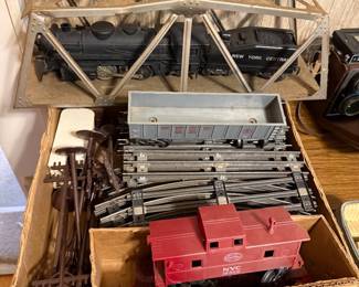 Train with track and metal bridge