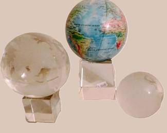 Crystal globes, paperweight size
