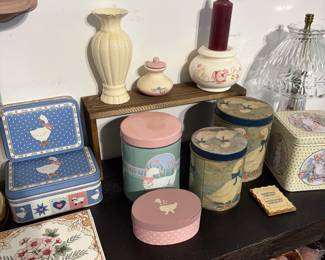 blue and pink goose decor