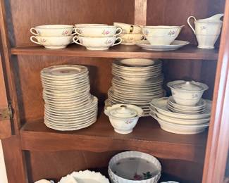 china set and milk glass