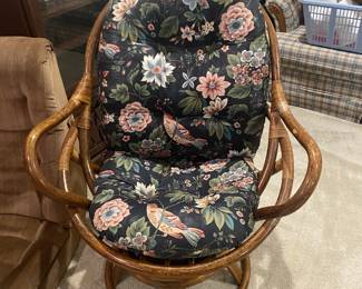 vintage rattan swivel chair
