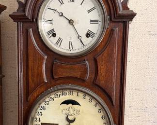 H B Horton Ithaca ( Model 8 ? ) Calendar Clock, runs and chimes