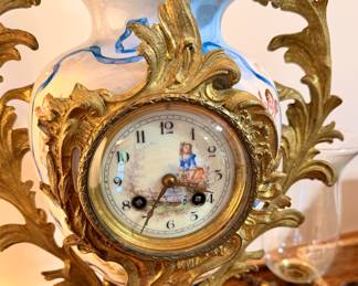 Imperial H.C. Antique clock with pristine original hand painted dial