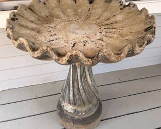 Vintage Large bowl Vintage/Antique SIGNED Concrete Birdbath