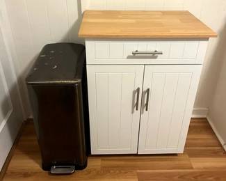 KFF041 Kitchen Island Cart W/ Simple Human Trash Can