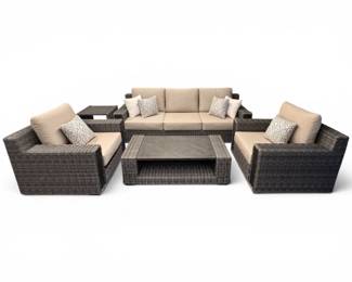 106 ATLeisure5PcWovenOutdoorLoungeSetwSunbrellaCushions