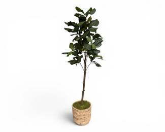 95 ExtraTallFauxFiddleLeafFigTreeinWovenBasketPlanter