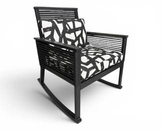 98 BlackAluminumRockingChairwAbstractSunbrellaCushions