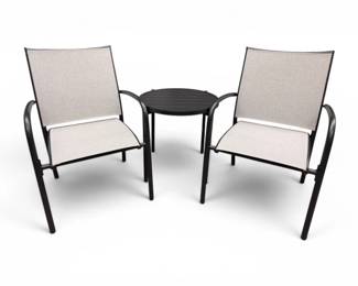 89 PowderCoatedAluminumBistroSetw2SlingChairsTable