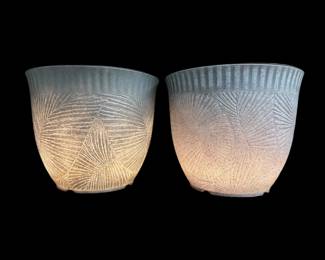 39 HandmadeSolarLightUpResinPlanterswTropicalLeafRelief