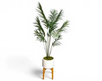 13 75FauxPalmTreeinTexturedPlanterwWoodStand