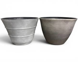 94 PairofLargeHandmadeGrayResinPlanters