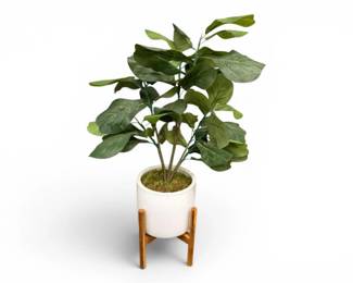 30 FauxFiddleLeafFigTreeinWhitePlanterwWoodStand