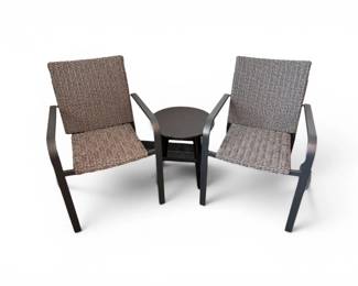 141 3PcFeldsparOutdoorBistroSetStackChairsSideTable