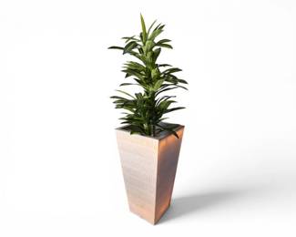 4 OversizedSolarLightUpTexturedResinPlanterwFauxTree