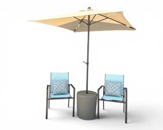 124 OutdoorAluminumBistroSetCustomSunbrellaPillowsCooler