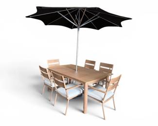 57 ATLeisureFrancescaII7PcOutdoorDiningSetwUmbrellaBase